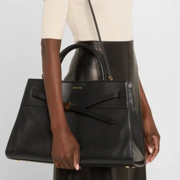 Veronica Beard Large Dash Tote Bag Black Pebble Leather with Dust Cover NEW - Picture 2 of 9